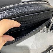 YSL Black Small Quilted Silver Leather Lou Camera Bag - 6