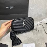 YSL Black Small Quilted Silver Leather Lou Camera Bag - 4