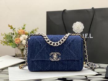 Chanel flap bag light blue 19 bag denim 26cm