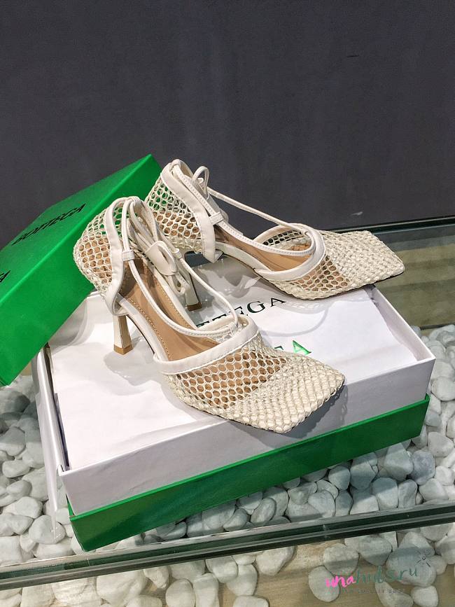 Bottega Veneta white fishnet heels - 1