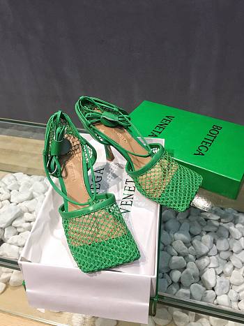Bottega Veneta green fishnet green heels
