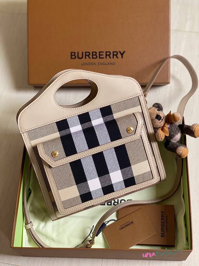 BurberryMini Check Canvas and Leather Pocket Bag - 1