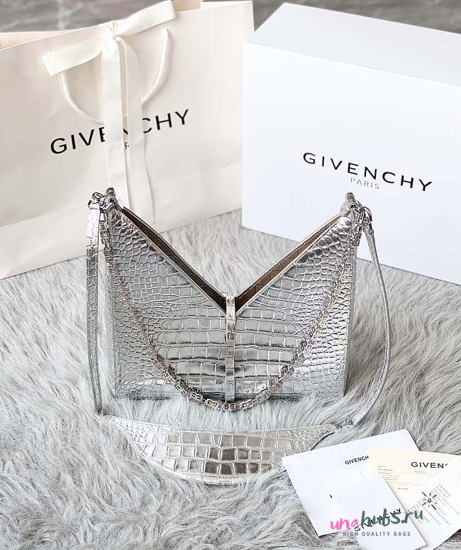 GIVENCHY Black Small Cut Out Chain Silver Bag - 1