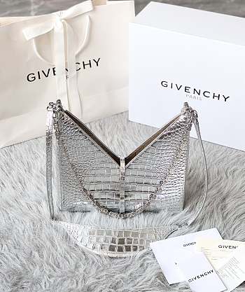 GIVENCHY Black Small Cut Out Chain Silver Bag