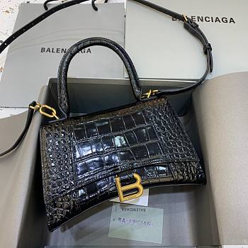 Balenciaga hourglass medium top handle bag in black