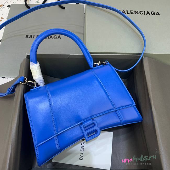 Balenciaga hourglass medium top handle bag in blue - 1