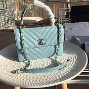 Chanel Chevron Trendy CC Flap Top Handle Blue Bag - 1