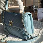 Chanel Chevron Trendy CC Flap Top Handle Blue Bag - 4