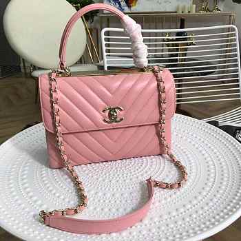 Chanel Chevron Trendy CC Flap Top Handle Pink Bag