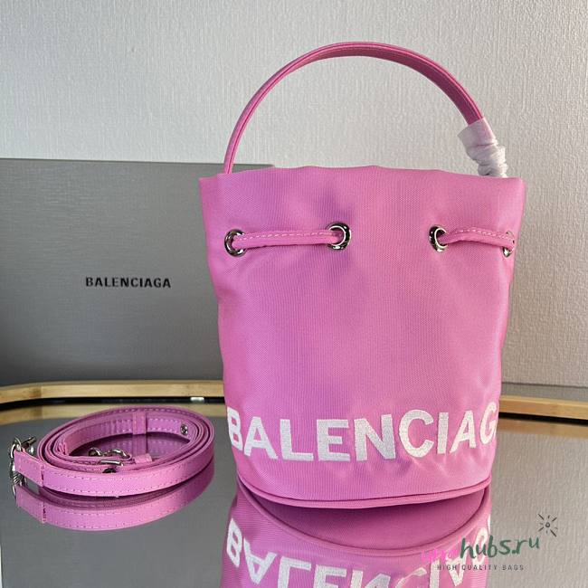 Balenciaga Drawstring Bucket Pink Bag - 1