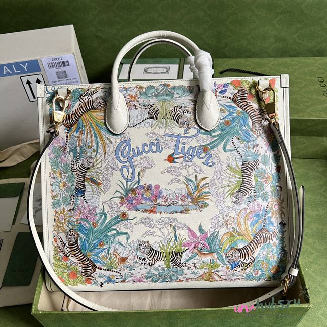 Gucci Tiger Medium Tote Bag White 687827 - 1