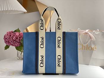 Chloe Medium Woody Tote Blue Bag