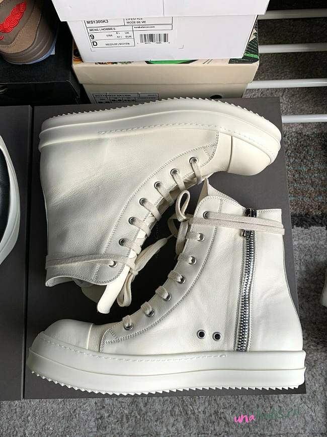 Rick Owens DRKSHDW Canvas High Top White Leather  - 1