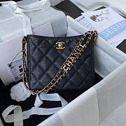 Chanel small tote bag black leather AS3223 - 1