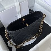 Chanel small tote bag black leather AS3223 - 5