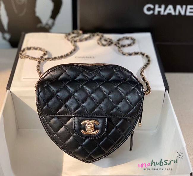 Chanel New Heart Shaped Bag AS2060 Black - 1