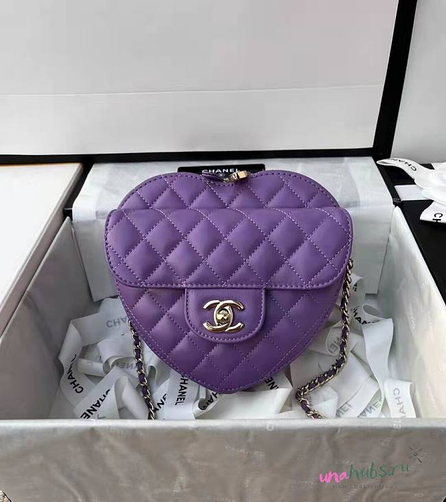 Chanel New Heart Shaped Bag AS2060 Purple - 1