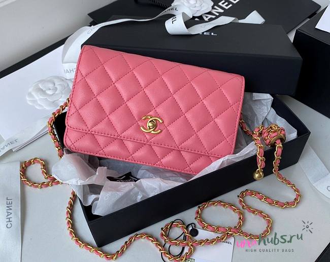 Chanel woc wallet on chain gold 19cm pink - 1