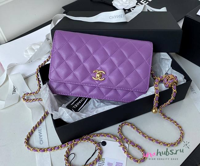 Chanel woc wallet on chain gold 19cm purple - 1