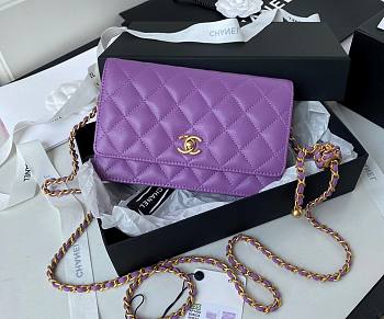 Chanel woc wallet on chain gold 19cm purple