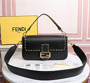 Fendi Baguette white leather medium black trap bag - 1