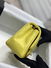 Chanel 17CM Mini Flap Yellow Bag Lambskin Leather Gold Hardware - 3