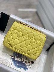 Chanel 17CM Mini Flap Yellow Bag Lambskin Leather Gold Hardware - 5