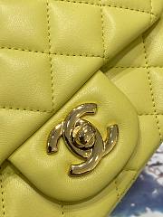 Chanel 17CM Mini Flap Yellow Bag Lambskin Leather Gold Hardware - 6