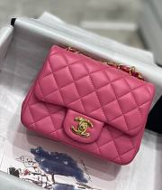 Chanel 17CM Mini Flap Pink Bag Lambskin Leather Gold Hardware - 1