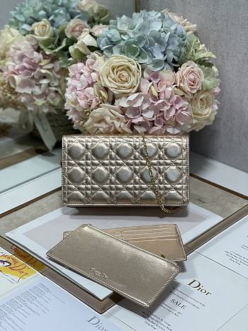 Dior caro wallet chain gold color