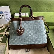 Gucci Blue GG Denim Heart Top Handle Tote Bag  - 1