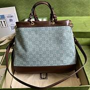 Gucci Blue GG Denim Heart Top Handle Tote Bag  - 4