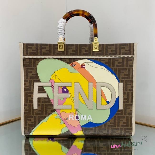 FENDI SUNSHINE MEDIUM FF fabric shopper tote bag - 1