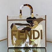 FENDI SUNSHINE MEDIUM FF white fabric shopper tote bag - 1