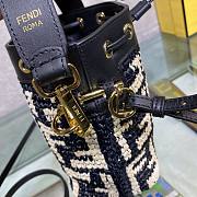 FENDI Mon Tresor Mini FF Logo Raffia Bucket Bag  - 4