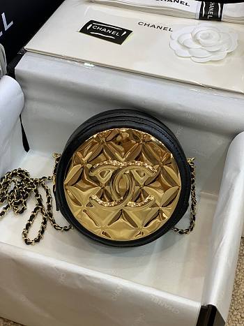 Chanel gold round metal effect mini bag 