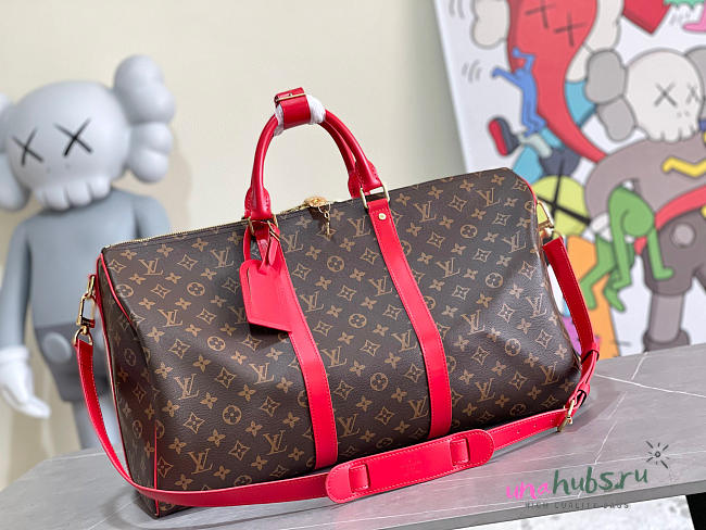 Louis Vuitton Keepall Bandoulière 50 Red Line Bag - 1