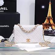 Chanel Shiny Quilted Lambskin Flap Bag White  - 1