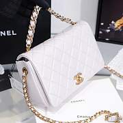 Chanel Shiny Quilted Lambskin Flap Bag White  - 5