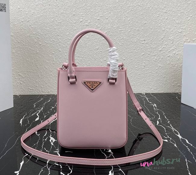 Prada Logo Plaque Small Tote In Pink - 1