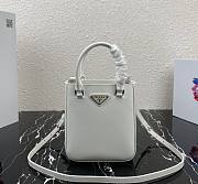 Prada Logo Plaque Small Tote In White - 1