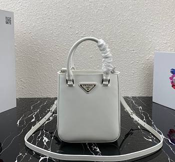 Prada Logo Plaque Small Tote In White