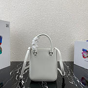 Prada Logo Plaque Small Tote In White - 5