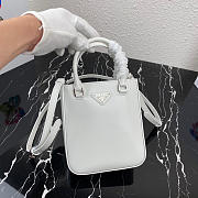 Prada Logo Plaque Small Tote In White - 3