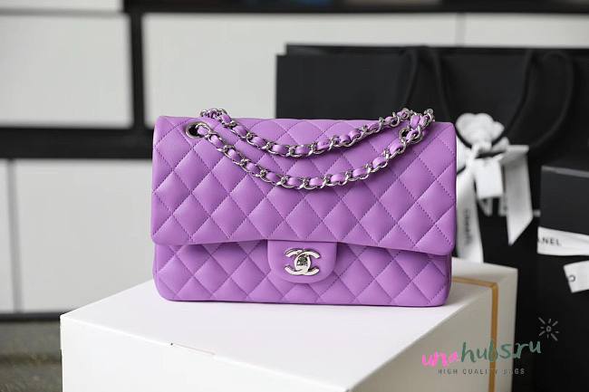 Chanel classic flap bag purple medium 25  - 1