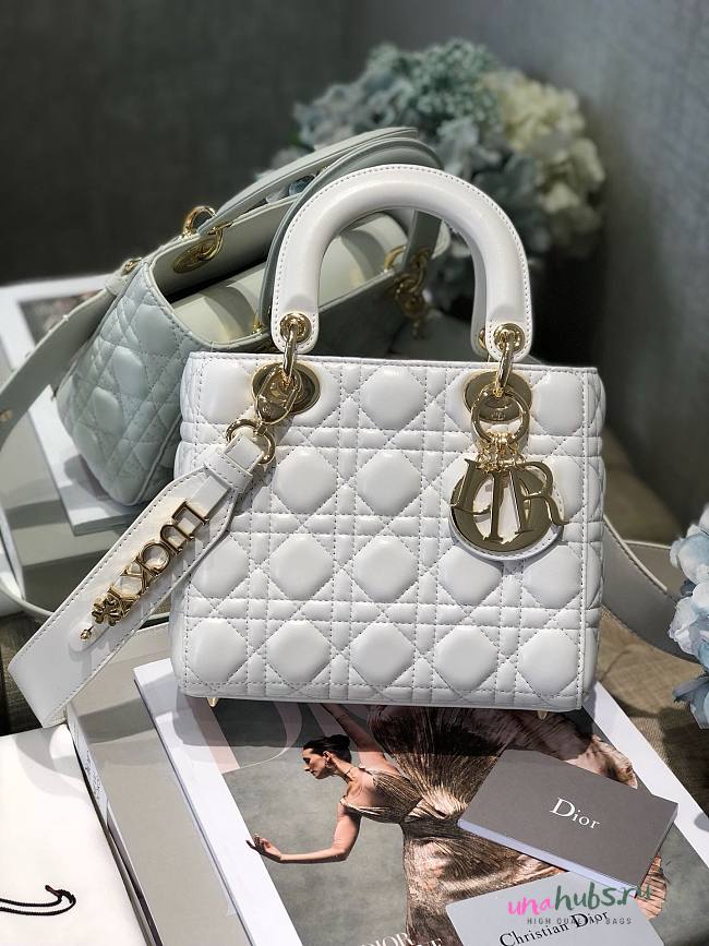 DIOR My ABCDIOR Lady White Lambskin Bag with Gold Hardware - 1