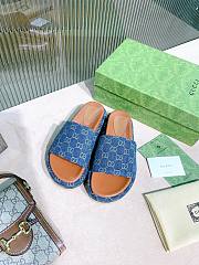 Gucci blue denim flatform slippers  - 2