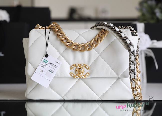 Chanel 19 White Gold Hardware 30cm - 1