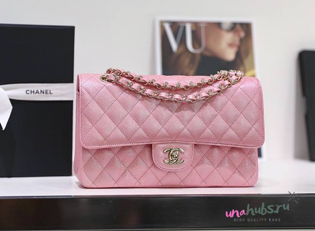 Chanel iridescent pink flap bag 25cm - 1