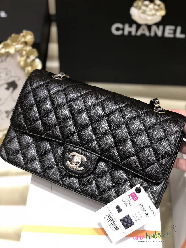 Chanel flap medium size 25 cm caviar black silver - 1